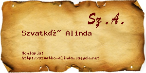 Szvatkó Alinda névjegykártya
